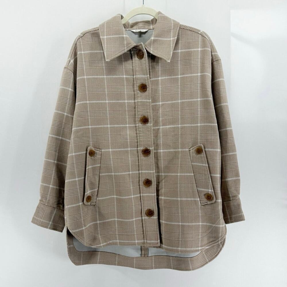 Moussy Tan Plaid Chore Shirt Jacket Oversized